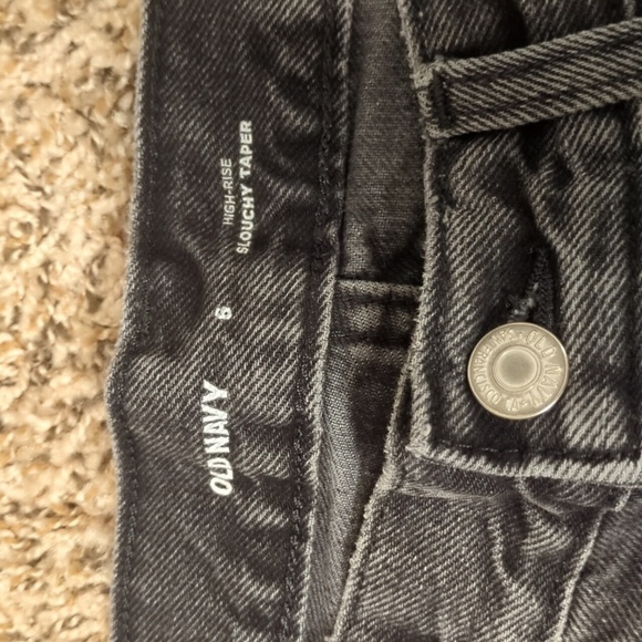 Old Navy women's faded black high rise slouchy taper button fly jeans 💋 - Picture 3 of 10